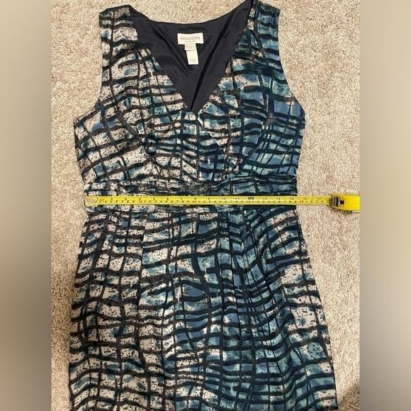 Monsoon Women’s Dress Size 8 Silk Blue & Green Geometric Textured Party Cocktail - Picture 13 of 16